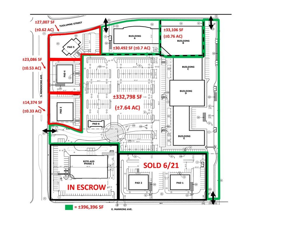 SHOVEL READY RETAIL LAND: ALL (13) OR PARTIAL PADS W/ UTILITIES: NEC S. Mendocino & E Manning Ave, Parlier, CA 93648